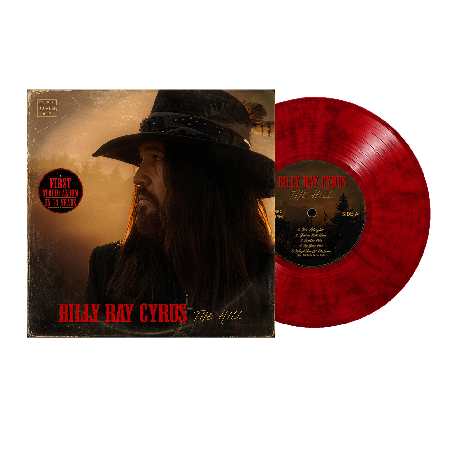 **PRE-ORDER** Billy Ray Cyrus - THE HILL Limited Edition Vinyl Red Marble (Not-Signed)