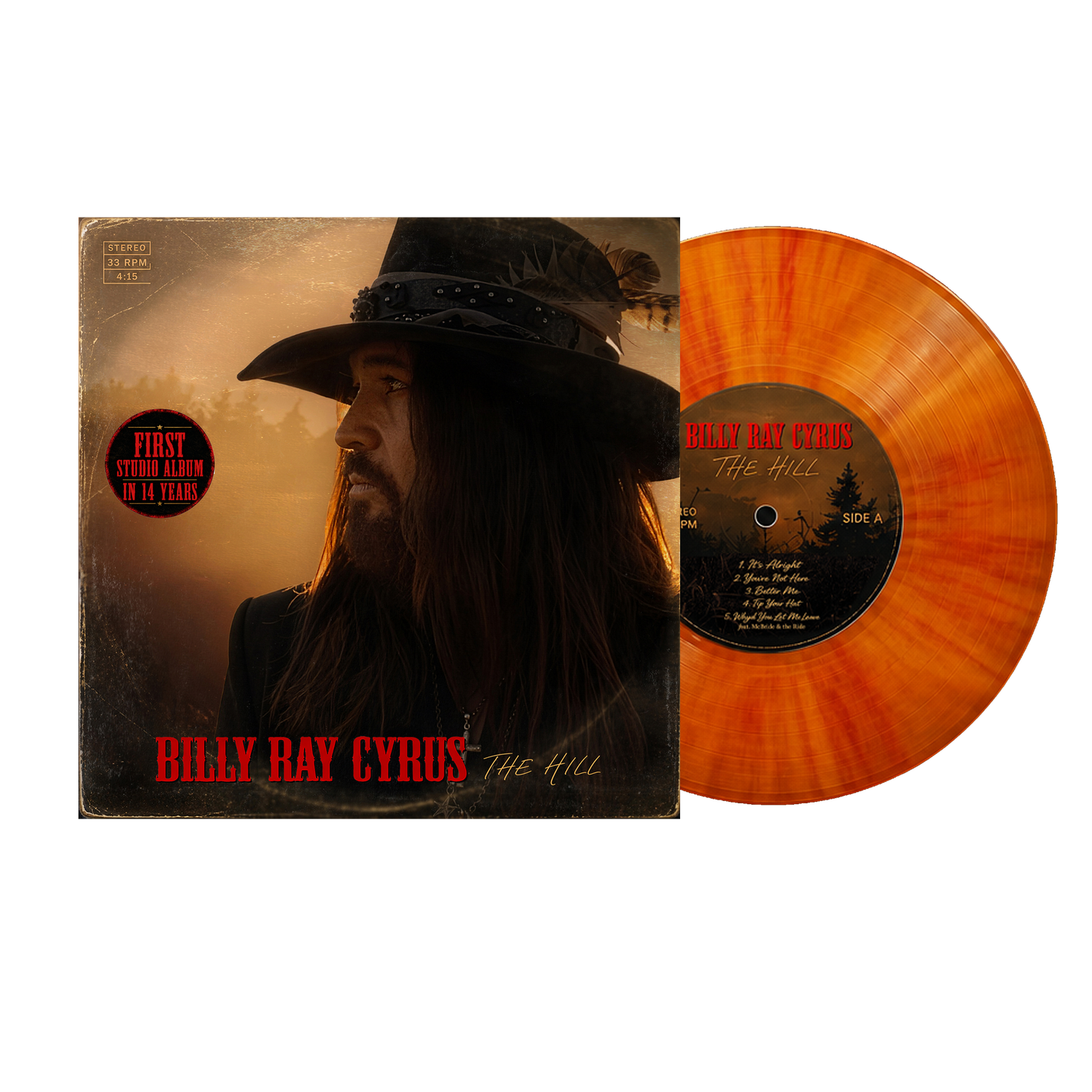 **PRE-ORDER** Billy Ray Cyrus THE HILL - Limited Edition Sunburst Vinyl Record (Not-Signed)