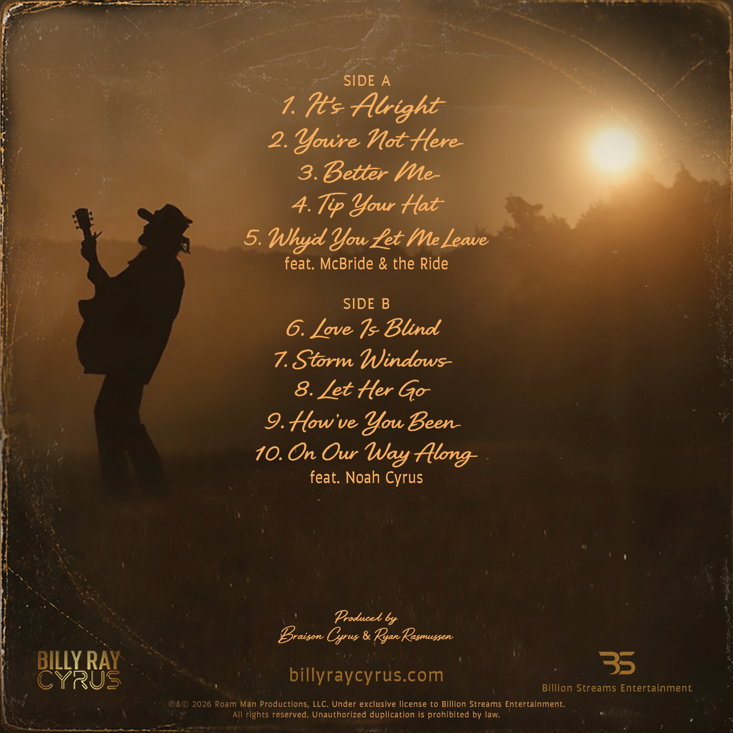 **PRE-ORDER** Billy Ray Cyrus THE HILL - Limited Edition Sunburst Vinyl Record (Not-Signed)