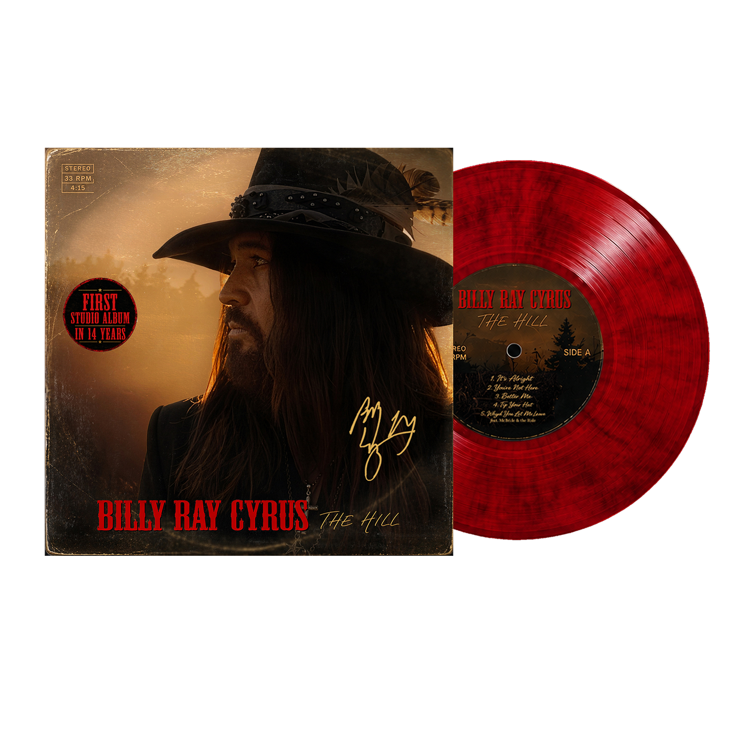 **PRE-ORDER** Billy Ray Cyrus - THE HILL Limited Edition Signed Vinyl Red Marble